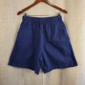 VTG Erika & Company High Waist Cotton Shorts Women's M Navy Blue Elastic Pockets